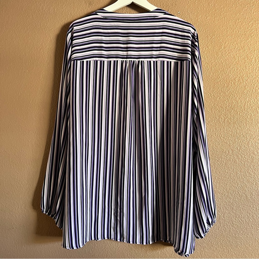 Lane Bryant Women's Striped Button Down Top Purple and White Size 20 NWT - Picture 6 of 8